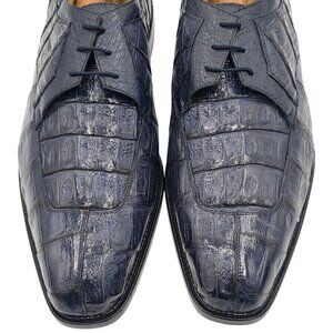 NEW Belvedere Exotic Navy Blue Crocodile Dress Shoes Men size 15 Split-toe Derby